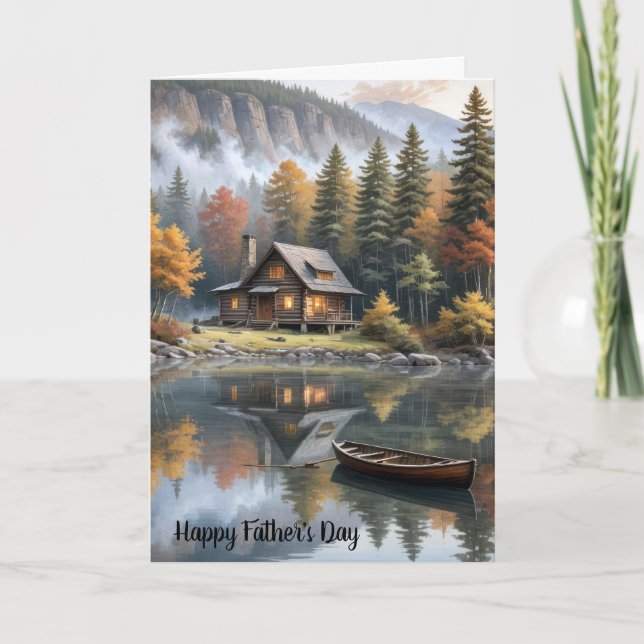 Fars dag, bergshyttja med rullbåt kort (Framsida)