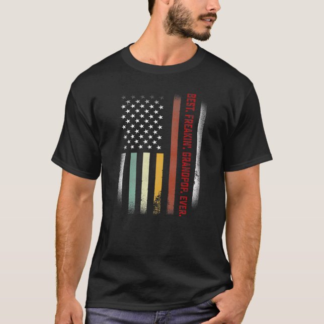 Fars dag Best Freakin Grandpop Now US Flagga T Shirt (Framsida)