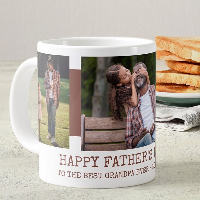 Fars dag Best Grandpa nånsin 3 Photo Rust Brown Jumbo Mugg (Skapare uppladdad)
