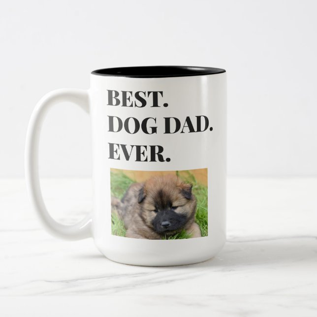 Fars dag Best Hund Pappa någonsin Foto Två-Tonad Mugg (Vänster)