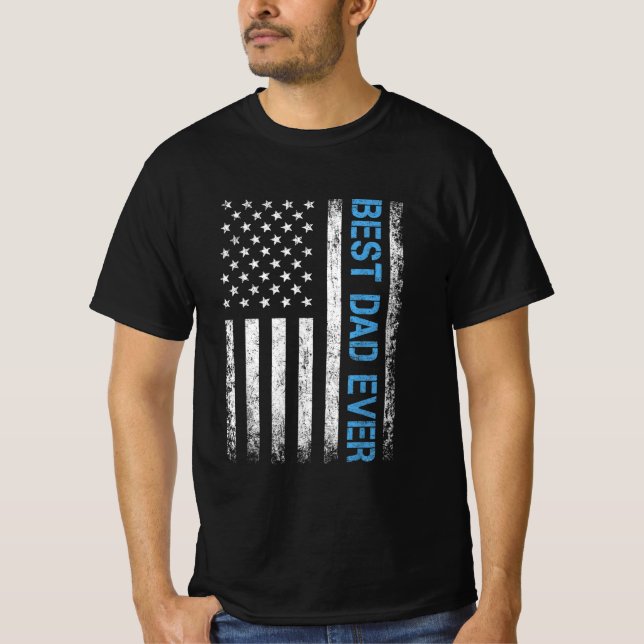 Fars dag Best pappa någonsin Amerikanska flagga T Shirt (Framsida)
