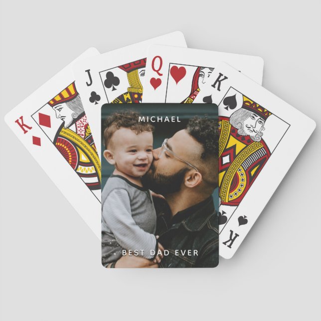 fars dag Best Pappa någonsin, Anpassningsbar Photo Casinokort (Baksidan)