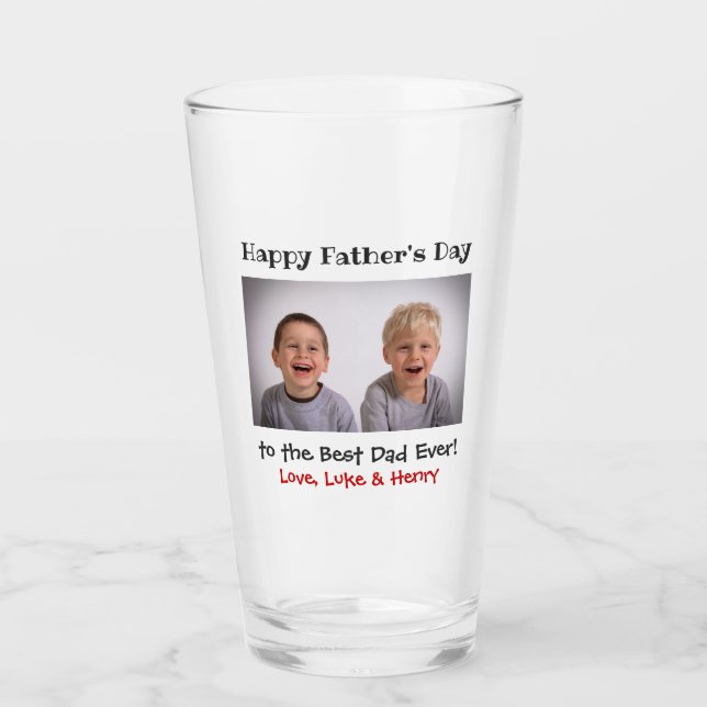 Fars dag Best Pappa någonsin barnfoto Beer Pint Glaskopp (Framsida)