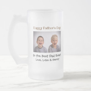 Fars dag Best Pappa någonsin barnfoto Frostat Ölglas