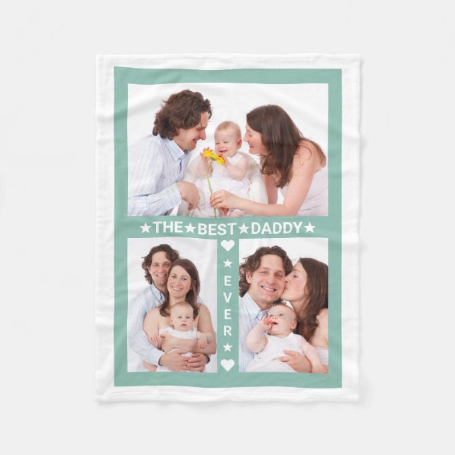 Fars dag Best Pappa någonsin Family Photo Collage Fleecefilt (Framsidan)