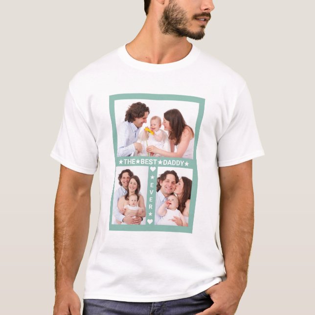 Fars dag Best Pappa någonsin Family Photo Collage T Shirt (Framsida)