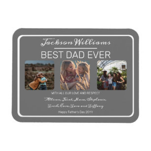 Fars dag Best Pappa någonsin Grått Tre foto Magnet