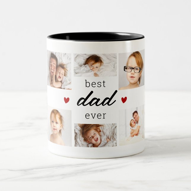 Fars dag Best Pappa någonsin Photo Collage Två-Tonad Mugg (Father's Day Best Dad Ever Photo Collage Two-Tone Coffee Mug)