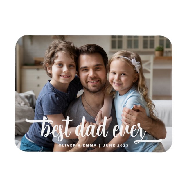 Fars dag Best Pappa någonsin-skriptfoto Magnet (Horisontell)