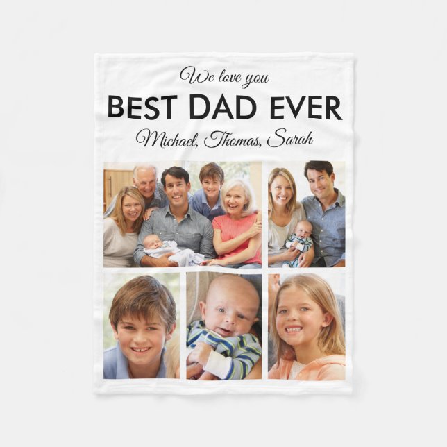 Fars dag Best Pappa någonsin Trendig Photo Collage Fleecefilt (Framsidan)