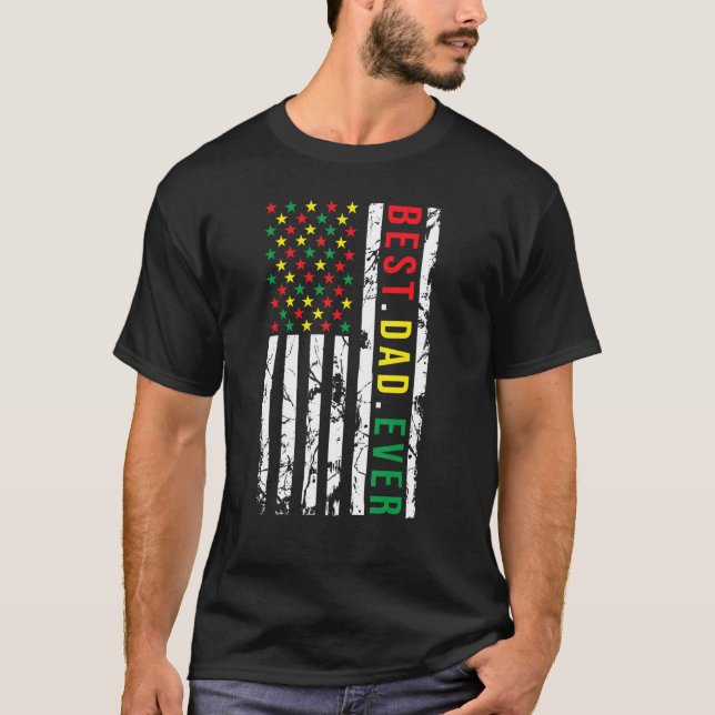 Fars dag Best Pappa någonsin USA Flagga Black Afri T Shirt (Framsida)