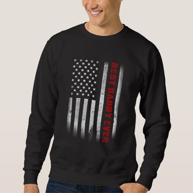 Fars dag Best pappa nånsin med USA Flagga Lång Ärmad Tröja (Framsida)