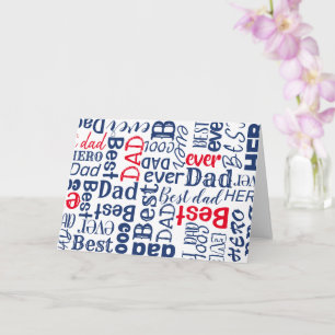 Fars dag Best Pappa typography Red white and Blue Kort