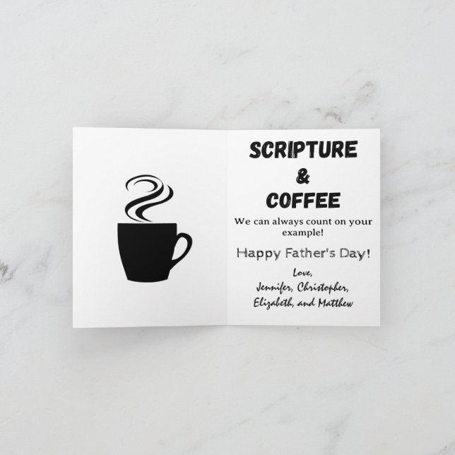 Fars dag Bible Verse Coffee and Scripture Helgkort (Inuti)