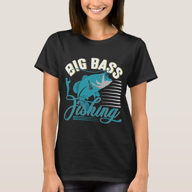 Fars dag Big Bass Fisherman Rod T Shirt (Framsida)