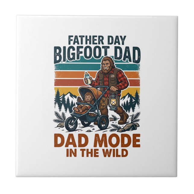 Fars Dag Bigfoot Pappa Tröja Camping Legend Far Kakelplatta (Framsidan)
