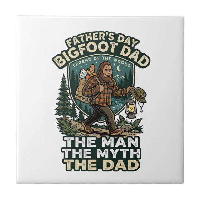Fars dag Bigfoot Pappa Tröja Stark Tyst Pålitlig Kakelplatta (Framsidan)