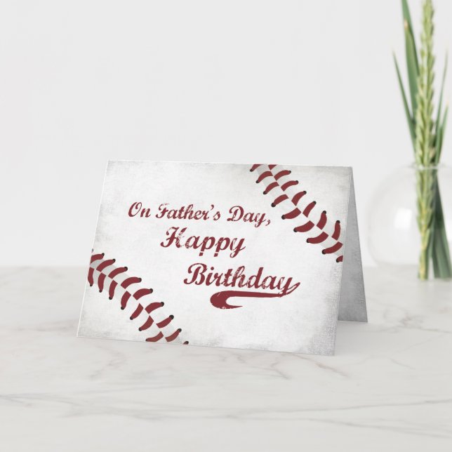 Fars dag Birthday Large Grunge Baseball, sport Kort (Framsida)