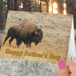 Fars dag Bison in Prairie Grass Photo Template Kort