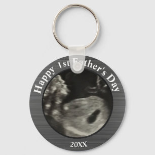 fars dag Black and White Photo Sonogram Nyckelring