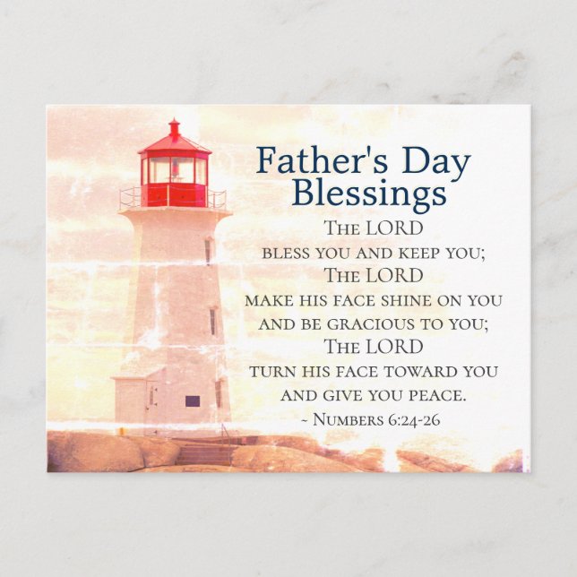 Fars dag Blessings, nummer 6:24 fyr Vykort (Framsida)