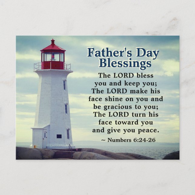Fars dag Blessings, nummer 6:24 fyr Vykort (Framsida)