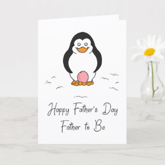 Fars dag blivande pappa till en flicka pingvin med kort