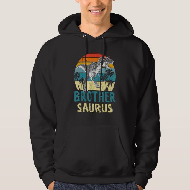 Fars dag Brothersaurus t Rex Dinosaur Brother S Hoodie (Framsida)