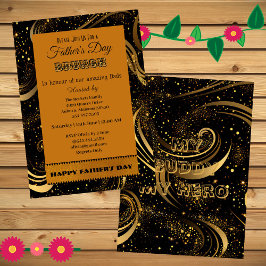 Fars dag Brunch Guld Curls Leafy Swirls Party Inbjudningar