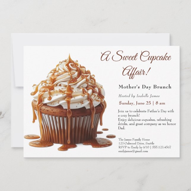 Fars dag Brunch-inbjudan – Söt Cupcake  Inbjudningar (Framsida)