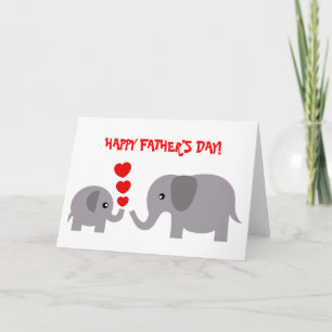 Fars dag Card Baby och pappa elefant Kort