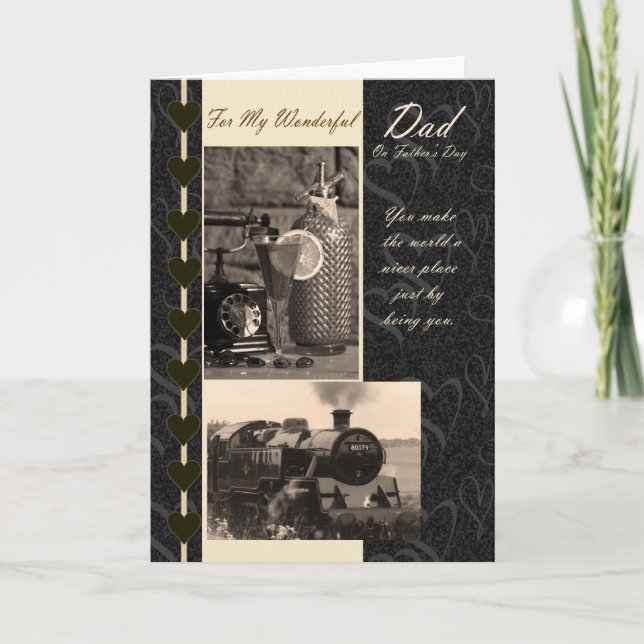Fars dag Card Pappa, med Tåg Kort (Framsida)