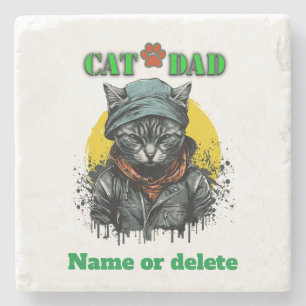Fars dag - CAT PAPPA. Redigerbart namn/meddelande Stenunderlägg