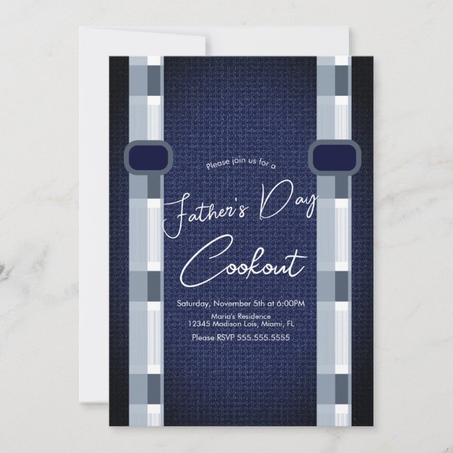 Fars dag Cookout Masculine Denim Play Inbjudningar (Framsida)