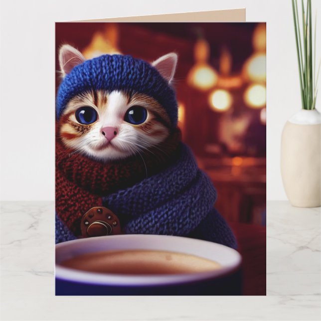 FARS DAG CUTE COFFEE CAT-GREETKORT KORT (Framsida)