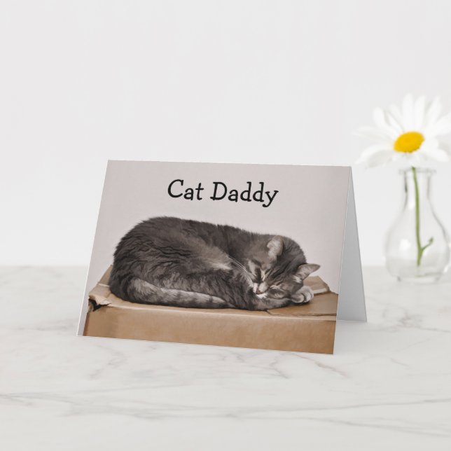 Fars dag Cute Tabby katt pappa Kort (Liten växt)