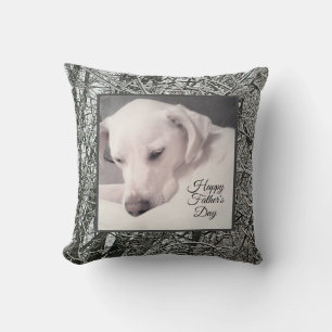 Fars dag Cute White Puppy Hund Snowy Winter Kudde