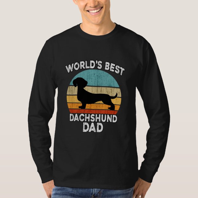 fars dag Dachshund World's Best Daschund Pappa T Shirt (Framsida)