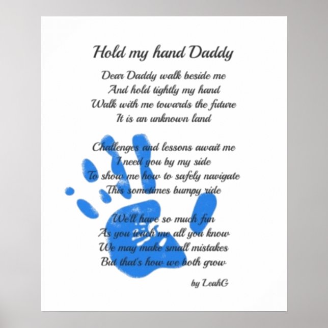 Fars dag Dikt - håll handhandavtryckaren Pappa Gif Poster (Framsidan)