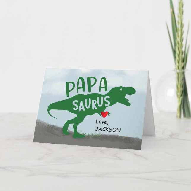Fars dag Dinosaur Pappa-Saurus eget namn Kort (Framsida)