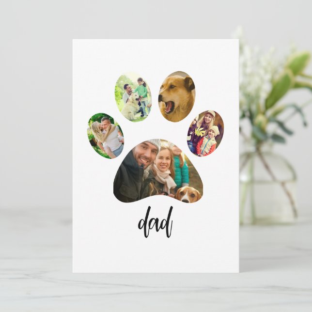 Fars dag Dog Dad | 5 Klöstavlor Fotokollage Julkort (Stående Fram)
