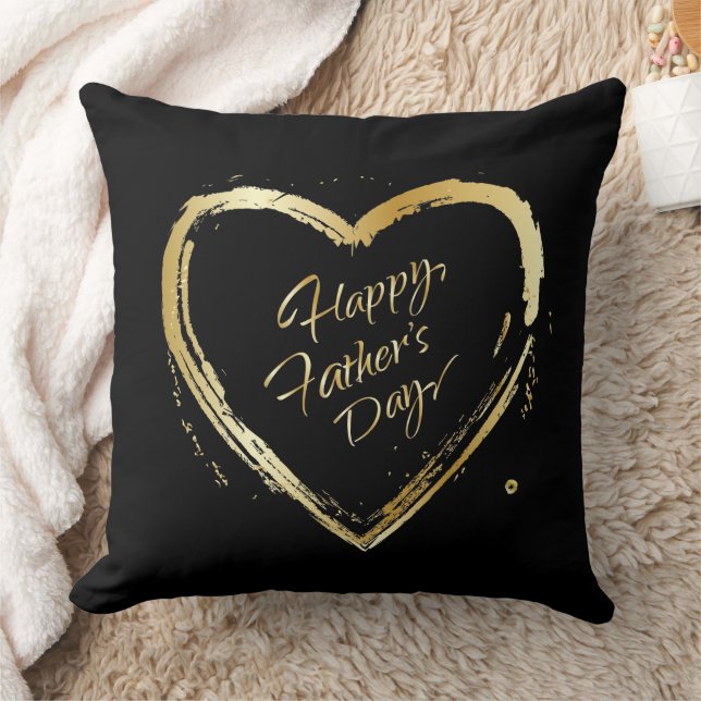 Fars dag Elegant Lyxdesign Guld hjärttext Kudde (Filt)