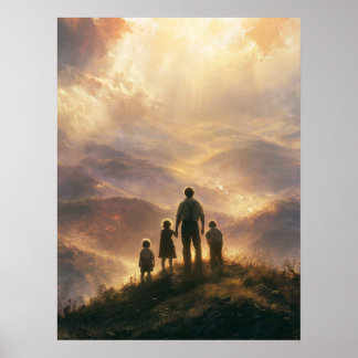 Fars dag familj vy över berg poster