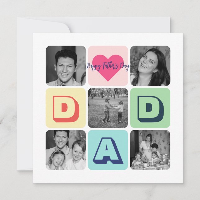 Fars dag-familjens fotogrid Pappa Bild Collage Julkort (Framsida)