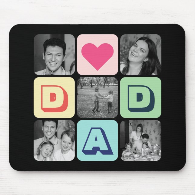 Fars dag-familjens fotogrid Pappa Bild Collage Musmatta (Framsidan)