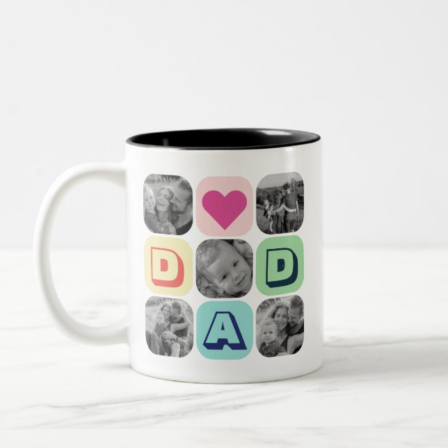 Fars dag-familjens fotogrid Pappa Bild Collage Två-Tonad Mugg (Vänster)