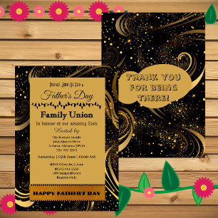 Fars dag Family Union Guld Curls Leafy Swirls Inbjudningar