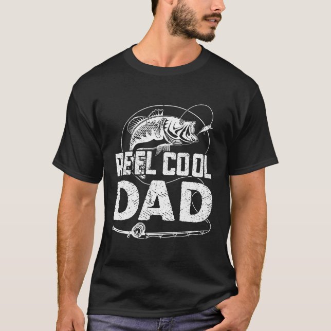 Fars dag Fisher Reel Pappa Fishing T Shirt (Framsida)