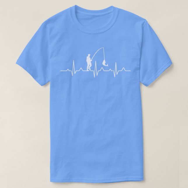 Fars dag Fishing Gift Heartbat Fisherman Gra T Shirt (Design framsida)