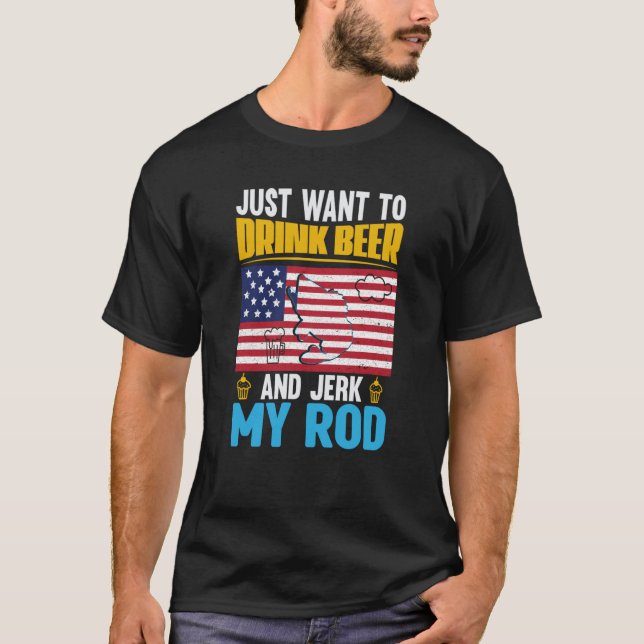Fars dag Fiske Fiskare USA Flagga Öl T Shirt (Framsida)